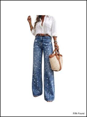 High Waisted Bell Bottom Jeans Ripped Flare Denim Light Stretch Long Inseam